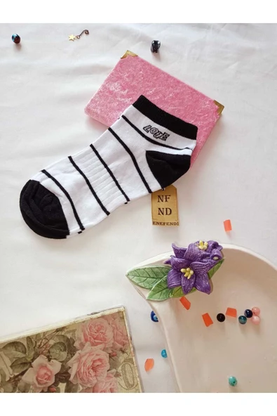 2 ÇİFT ÇORAP PAMUKLU BURUN DİKİŞSİZ PATİK YUMUŞAK KISA KONÇ KADIN ÇORABI 36-40 SİYAH BEYAZ - Resim 6