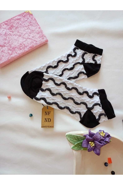 PATİK ÇORAP BURUN DİKİŞSİZ KADIN ÇORABI YUMUŞAK PAMUKLU KISA KONÇ DESENLİ TEK ADET 36-40 - Resim 3