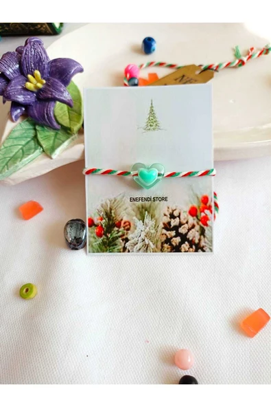 Marteniçka Bileklik Turkuaz Kalp Boncuk Şans Bereket Arkadaş Sevgili Eş Çocuk Hediye Bahar Kartlı ürün görseli 1