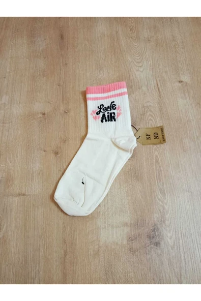 2 ÇİFT DESENLİ PAMUKLU YUMUŞAK ÇORAP ARAKONÇ KADIN KREM PEMBE SOKET ÇORABI 36-40 - Resim 3