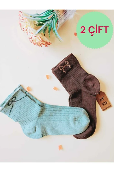 2 ÇİFT TAŞLI KURDELE DESENLİ DİKİŞSİZ RAHAT HEDİYELİK KOKULU KAHVE VE YEŞİL 36-40 ürün görseli 1