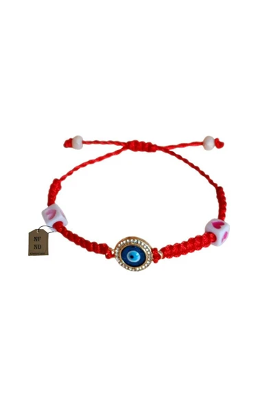 BİLEKLİK NAZAR BONCUKLU TAŞLI MAKROME İPLİ ÖRME APARATLI ASANSOR BAĞLAMA KALPLİ BONCUKLAR HEDİYELİK - Resim 4