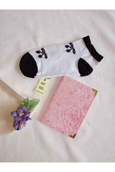 2 ÇİFT EKRU KADIN ÇORABI PATİK PAMUKLU KISA KONÇ DESENLİ DİKİŞSİZ ÇORAP 36-40 SİYAH BEYAZ - Resim 3