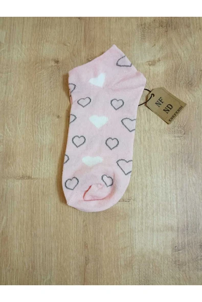PATİK KALP DESENLİ KALPLİ KADIN ÇORABI PAMUKLU KISAKONÇ PEMBE  ÇORAP 36-40 ürün görseli 1