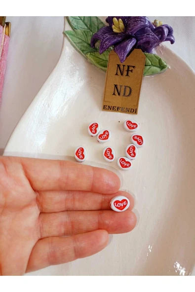 10 ADET LOVE YAZILI İÇİNDEN DELİKLİ BONCUK BİLEKLİK TAKI APARATI HEDİYELİK - Resim 5