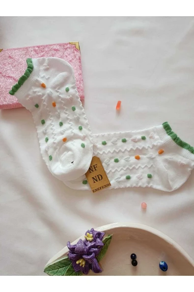 2 ÇİFT BURUN DİKİŞSİZ YUMUŞAK ÇORAP PAMUKLU KISA KONÇ DESENLİ KADIN PATİK 36-40 - Resim 5