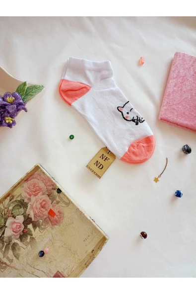 2 ÇİFT ÇORAP PAMUKLU BURUN DİKİŞSİZ PATİK YUMUŞAK KISA KONÇ KADIN ÇORABI 36-40 PEMBE BEYAZ - Resim 2