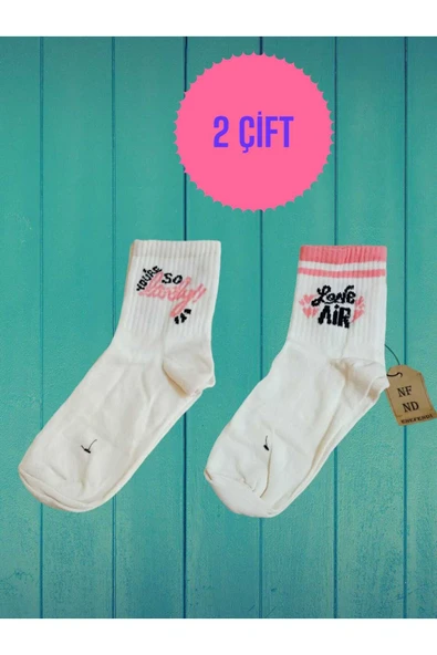 2 ÇİFT DESENLİ PAMUKLU YUMUŞAK ÇORAP ARAKONÇ KADIN KREM PEMBE SOKET ÇORABI 36-40 ürün görseli