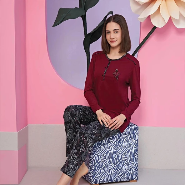 Miss Klein 1141 Kadın Kışlık Üç Düğme Pijama Takımı ürün görseli 1