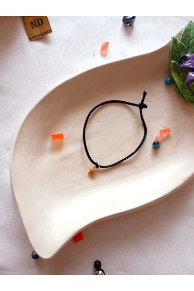 BİLEKLİK KARTLI YILDIZ METAL ALTINSARISI HEDİYELİK ŞANS BEREKET ARKADAŞ BİLEKLİĞİ SİYAH İP - Resim 2