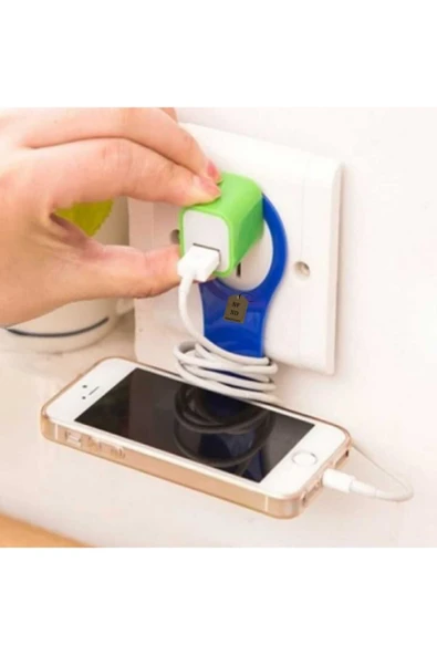 PRİZ TELEFON TUTUCU SERT PLASTİK GÜNDELİK KULLANIM PRATİK HAFİF 9/5 CM BEYAZ - Resim 3