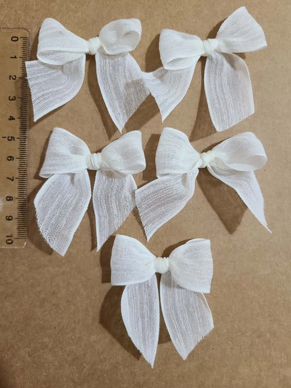 Pratikbox Keten Büyük Fiyonk / 2,5 cm'lik / Hediyelik / Süsleme / Krem Renk / 50 Adet - Resim 2