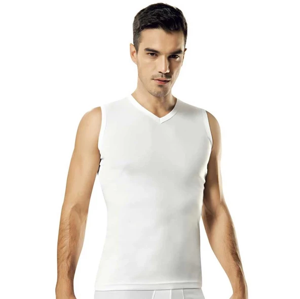 Namaldı 118 Ribana V-Yaka Kolsuz Beyaz Erkek Atlet ürün görseli 1