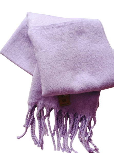OMUZ ŞALI ATKI POFİDİK KIŞLIK YUMUŞAK KALIN SICAK PÜSKÜLLÜ LİLA EFLATUN 50x185 - Resim 2