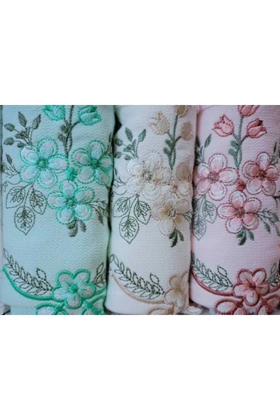 3d Desenli Havlu, Nakışlı 6'lı Set, El Yüz Havlusu, Denizli Pamuklu, Güpürlü Havlu - Resim 2
