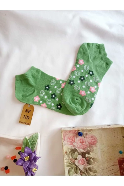 3 ÇİFT KADIN ÇORAP BURUN DİKİŞSİZ PAMUKLU KISA KONÇ DESENLİ PATİK ÇORABI 36-40 PEMBE BEYAZ - Resim 6