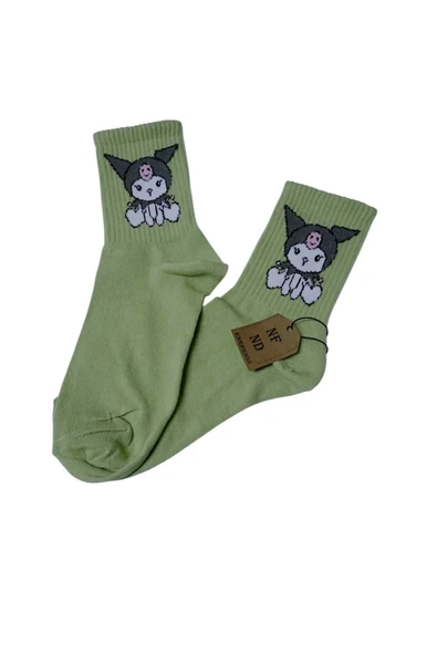 KUROMİ SANRİO ÇORAP YUMUŞAK KISA KONÇ DESENLİ 36-40 YEŞİL - Resim 3