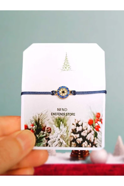 BİLEKLİK LACİVERT GÖZ NAZAR BONCUK LACİVERT İPLİ 1,5cm MAKROME BİLEKLİK ürün görseli 1