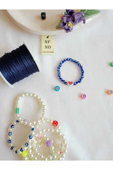 NAZAR BONCUKLU VE LOVE BONCUKLU BİLEKLİK ŞANS BEREKET ARKADAŞ SEVGİLİ EŞ ÇOCUK HEDİYE - Resim 3