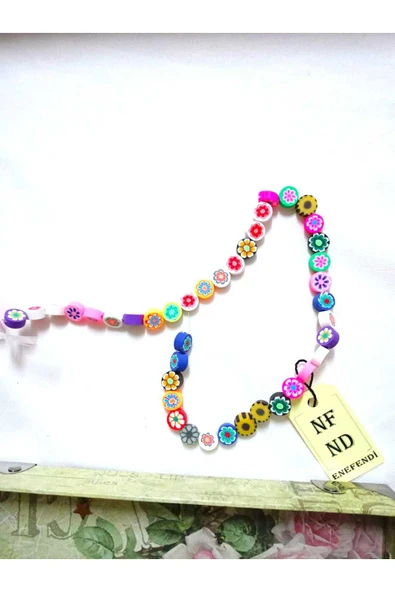 1 DİZİ FİMO BONCUK 40 ADET KARIŞIK RENKTE HEDİYE BİLEKLİK TAKI APARATI DELİKLİ 1cm ürün görseli 1