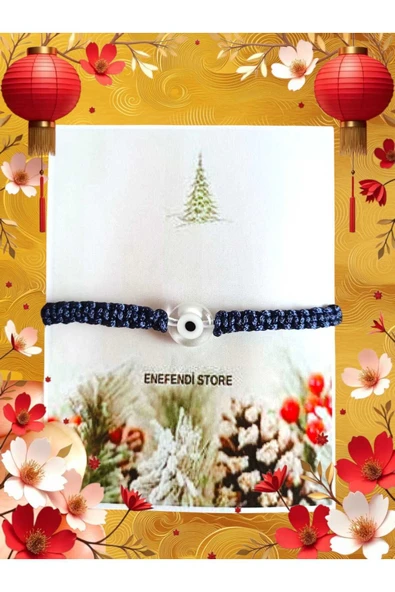 BİLEKLİK MAKROME ÖRGÜ CAM BONCUK NAZAR ASANSÖRLÜ KARTLI SEVGİLİ EŞ ARKADAŞ ÇOCUK HEDİYE SAYDAM ürün görseli 1