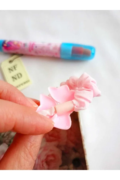 2Lİ SET ROKET SİLGİ YUMURTLAYAN VE LASTİKLİ TOKA AKSESUARLI HEDİYE KIZ ÇOCUK GENÇ PEMBE - Resim 3