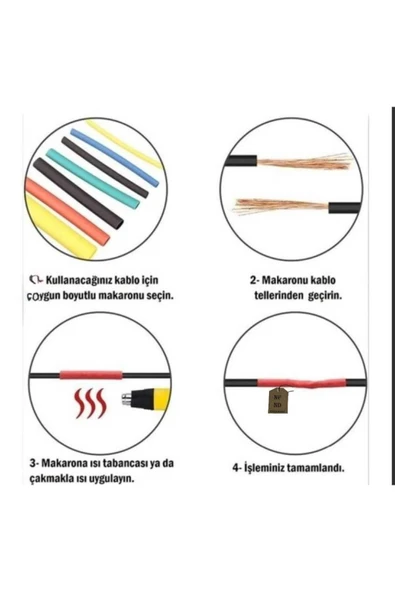 Kablo Koruyucu Makaron Isı Ile Daralan 6x45 Mm 5 Adet Mavi Renk - Resim 4
