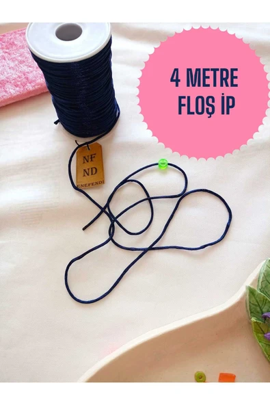 4 METRE FLOŞ İP SIÇAN KUYRUĞU 2mm KALINLIĞINDA LACİVERT BİLEKLİK TAKI HEDİYELİK İPİ ürün görseli