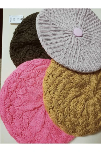 Bere ,ressam Beresi, Örme, Simli Uçuk Pembe ,bayan Akrilik Bere - Resim 4