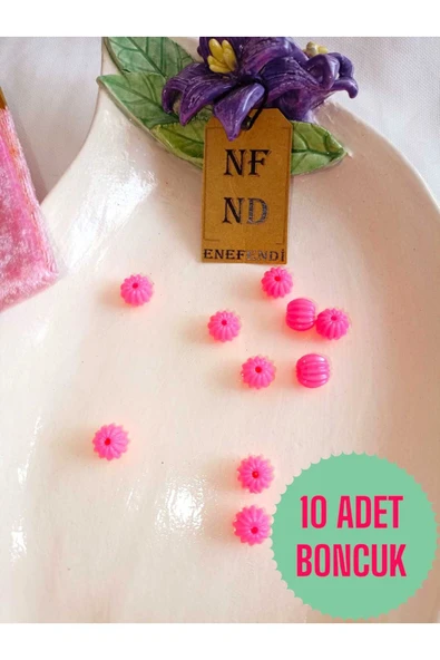 4 Metre Siyah Floş Ip Ve 10 Adet Pembe Boncuk Bileklik Aparatı Sert Plastik Hediye - Resim 4