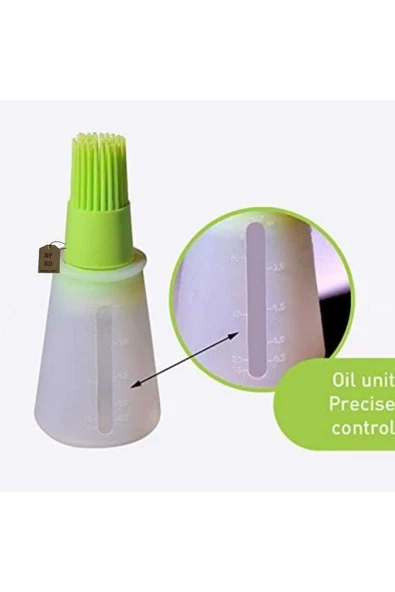 FIRÇALI YAĞDANLIK SİLİKON PRATİK SOS YAĞ YUMURTA FIRÇASI ÖLÇEKLİ KALIN DOKULU YEŞİL MAVİ TURUNCU - Resim 5