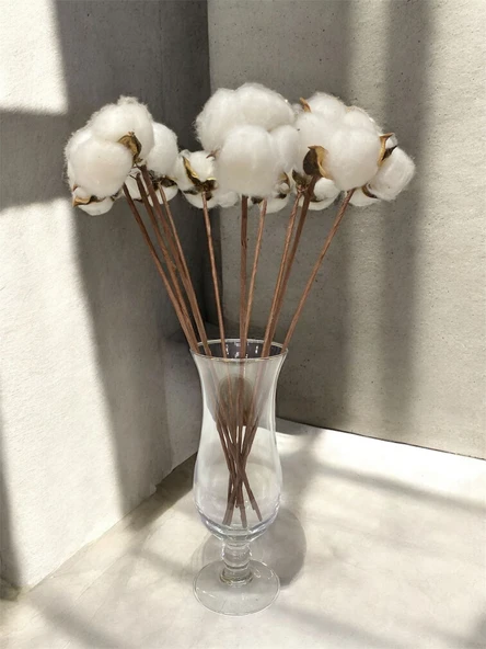 DEKORATİF 10LU PAMUK ÇİÇEK ürün görseli