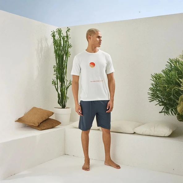 Kly 2011 Erkek O-Yaka Şortlu Pijama Takım ürün görseli 1