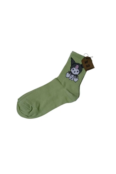 2 ÇİFT KUROMİ SANRİO ÇORAP YUMUŞAK KISA KONÇ DESENLİ 36-40 YEŞİL RENK - Resim 2