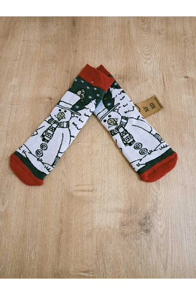 Yılbaşı Konseptli Uzun Havlulu Renkli Likralı Soket Çorap Kışlık Yeni Yıl Hediyelik Kadın Çorabı - Resim 3