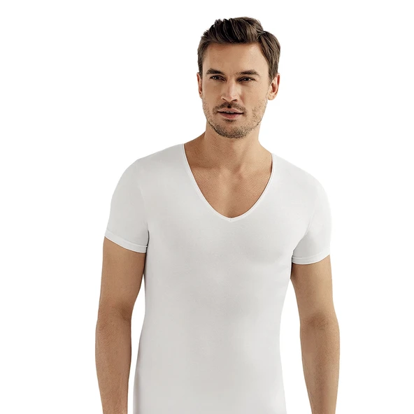 Şahinler ME080 Likralı Derin V Yaka Kısa Kol Atlet ürün görseli 1