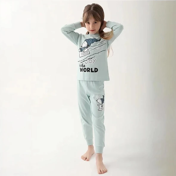 Snoopy L1613C Kız Çocuk Kışlık Pijama Takım - Resim 2