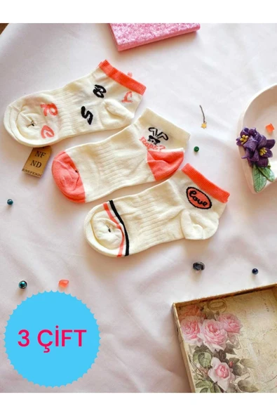 3 ÇİFT PAMUKLU PATİK ÇORAP BURUN DİKİŞSİZ YUMUŞAK KISA KONÇ DESENLİ KADIN ÇORABI 36-40 ürün görseli 1