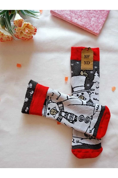 2 ÇİFT TERMAL SOKET  YILBAŞI HAVLU YUMUŞAK HEDİYE KIŞLIK KADIN ÇORABI SİYAH GRİ ÇORAP 36-40 - Resim 5