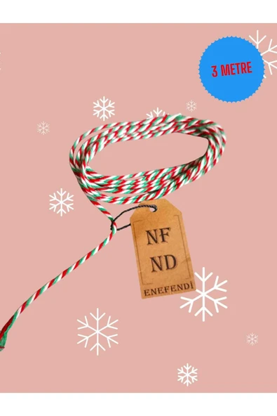 MARTENİÇKA İPİ , PAKETLEME , HEDİYE BAHAR YILBAŞI ŞANS UĞUR ARKADAŞLIK İPİ 3 METRE ürün görseli 1