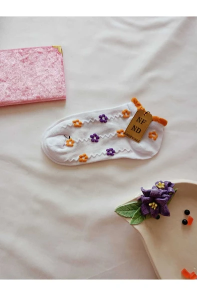 PATİK ÇORAP YUMUŞAK DİKİŞSİZ BURUN KADIN PAMUKLU KISA KONÇ DESENLİ 36-40 - Resim 2