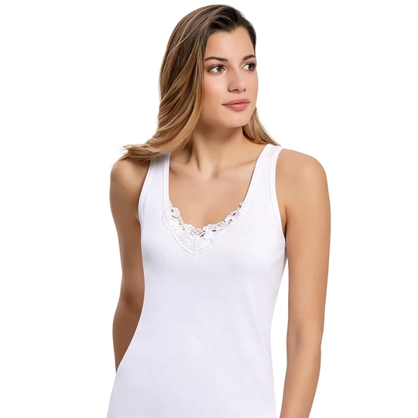 İlke 206 Kadın Büyük Beden Güpürlü Geniş Askılı Atlet 4XL / 50 ürün görseli 1