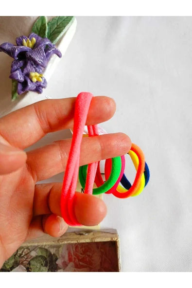 6 ADET HAVLU LASTİK TOKA RENKLİ RAHAT GENÇ KIZ ÇOCUK HEDİYE - Resim 4