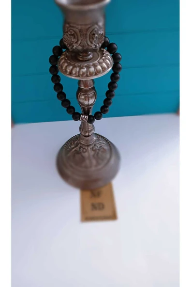 MAT ONİKS DOĞAL TAŞ BİLEKLİK ERKEK  SİYAH ürün görseli 1