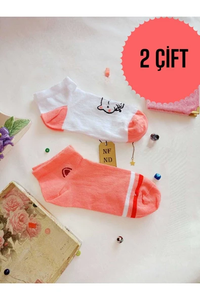 2 ÇİFT ÇORAP PAMUKLU BURUN DİKİŞSİZ PATİK YUMUŞAK KISA KONÇ KADIN ÇORABI 36-40 PEMBE BEYAZ ürün görseli 1