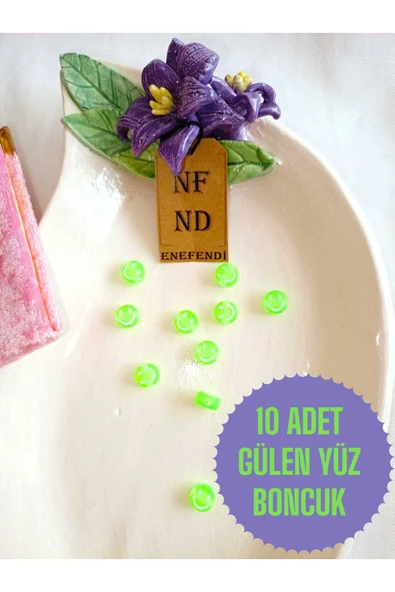 10 ADET GÜLEN YÜZ  YEŞİL BONCUK BİLEKLİK HEDİYE İÇİNDEN DELİKLİ  BİLEKLİK APARATI SERT PLASTİK ürün görseli 1