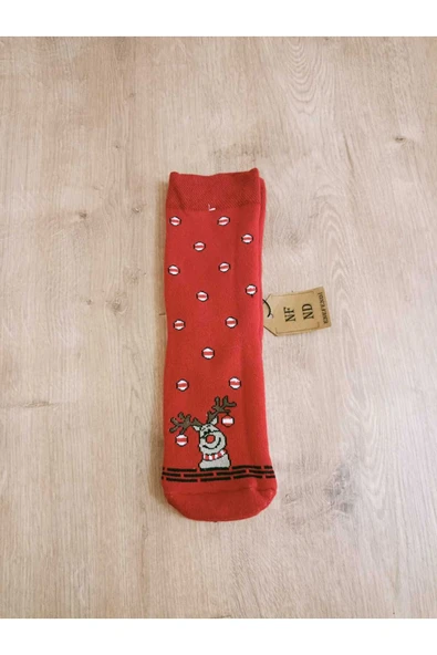 Yılbaşı Konseptli Uzun Havlulu Renkli Likralı Soket Çorap Kışlık Yeni Yıl Hediyelik Kadın Çorabı ürün görseli