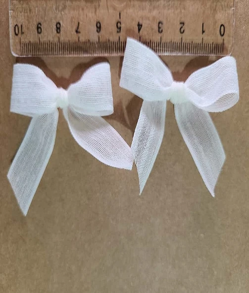 Pratikbox Keten Orta Boy Fiyonk / 1,5 cm'lik / Hediyelik / Süsleme / Açık Krem Renk / 50 Adet - Resim 3