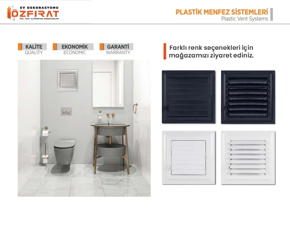 Menfez 50x60 CM / Banyo, Tuvalet - WC Havalandırma Menfezi / Plastik / Beyaz - Resim 4