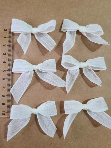 Pratikbox Keten Orta Boy Fiyonk / 1,5 cm'lik / Hediyelik / Süsleme / Açık Krem Renk / 50 Adet - Resim 2